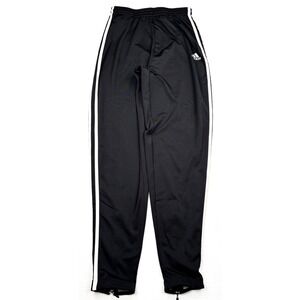 Adidas Womens S Black White 3 Stripe Ankle Zip Microfiber Track Pants Vintage